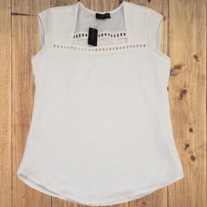 NWT  The Limited White  Top With Woven Detailing XS